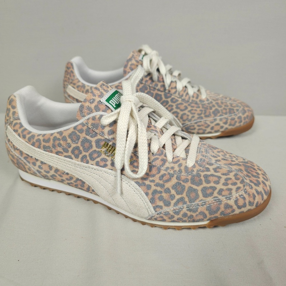 Puma Arizona Leopard Shoes Men 7.5 Women 9 Beige Brown Suede Leo Animal Print